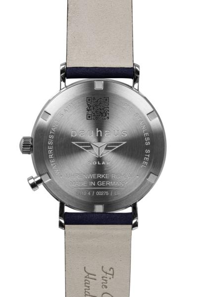 Bauhaus Herrenuhr Solar mit Energieanzeige und Lederarmband